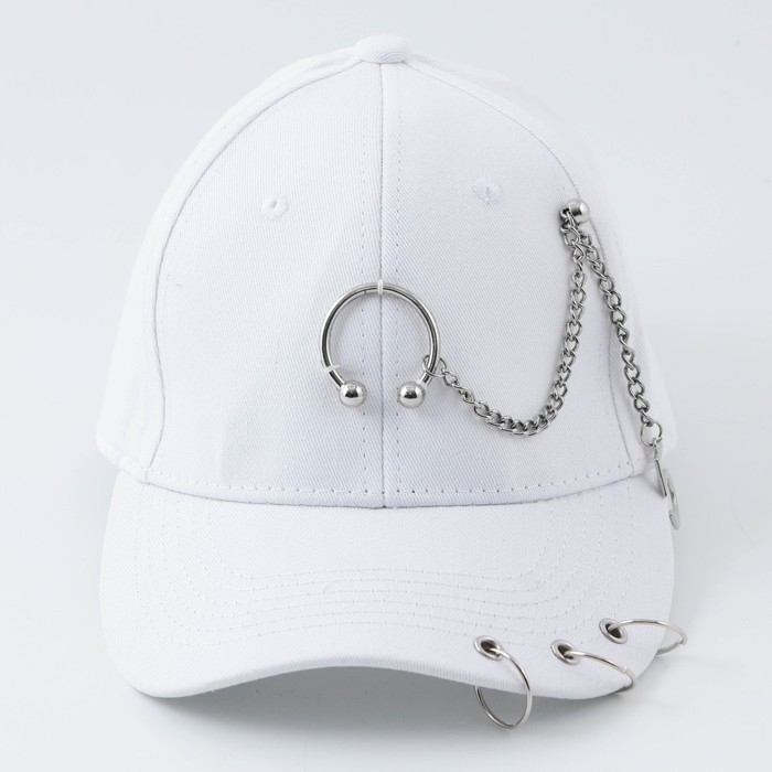 Кепка женская с кольцами, цвет белый, р-р 56 Кепка женская с кольцами, цвет белый, р-р 56