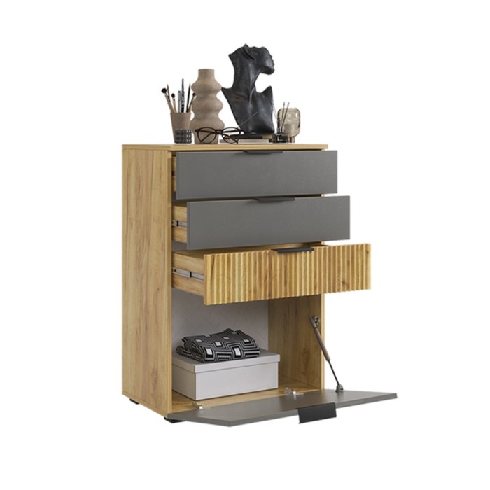 Комод Комод "Бери" 600х353х863 дуб крафт золотой/графит