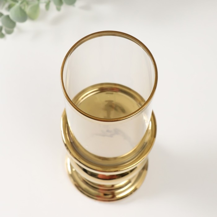 Подсвечник керамика, стекло на 1 свечу Подсвечник керамика, стекло на 1 свечу "Грация" d=7,5 см золото 10х10х28,5 см