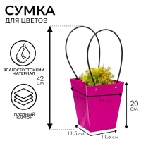 Сумка для цветов «Фуксия», влагостойкая, 17 x 17 - 11,5 x 11,5 - 20 см Сумка для цветов «Фуксия», влагостойкая, 17 x 17 - 11,5 x 11,5 - 20 см