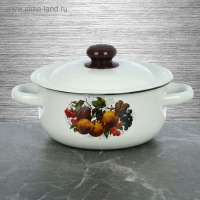 Кастрюля эмалированная 1,5 л, декор МИКС, цвет белый