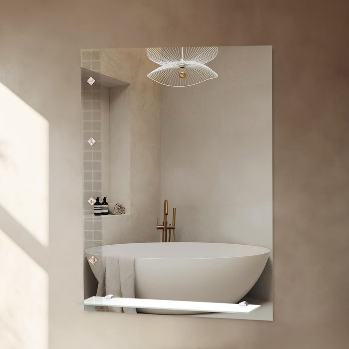 Зеркало &laquo;Ромб&raquo;, с пескоструйной графикой, настенное, с полочкой, 45&times;60 см