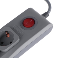 Сетевой фильтр Uniel Lux, 4 розетки, USB 2.1 А, 3 м, 10 А, 2500 Вт, ПВС 3х0.75, с з/к, серый