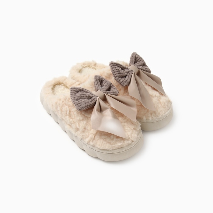 Тапочки женские, размер 36-37, молочный Тапочки женские, размер 36-37, молочный