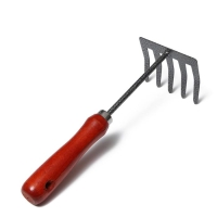 Малые прямые грабли, 5 зубцов, длина 25 см, металл, деревянная ручка, Greengo Малые прямые грабли, 5 зубцов, длина 25 см, металл, деревянная ручка, Greengo