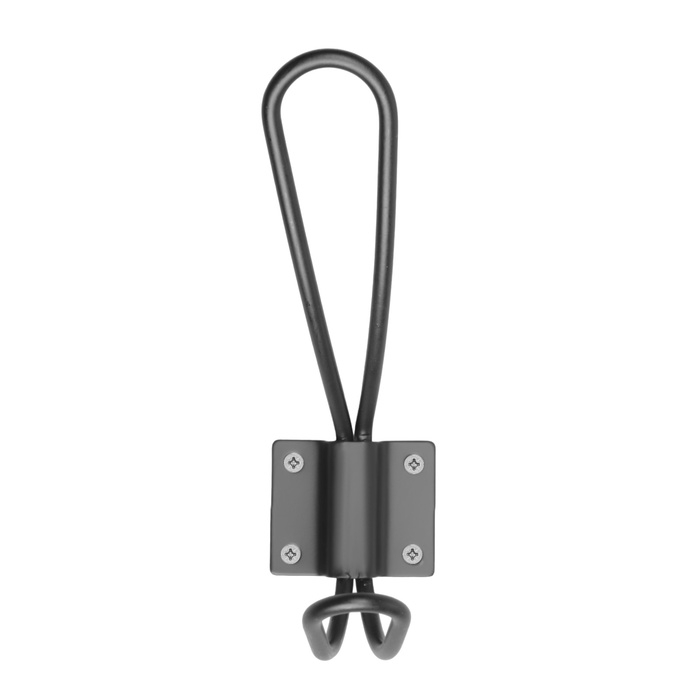 Крючок мебельный ТУНДРА TKD009, двухрожковый, черный, 5 шт Крючок мебельный ТУНДРА TKD009, двухрожковый, черный, 5 шт