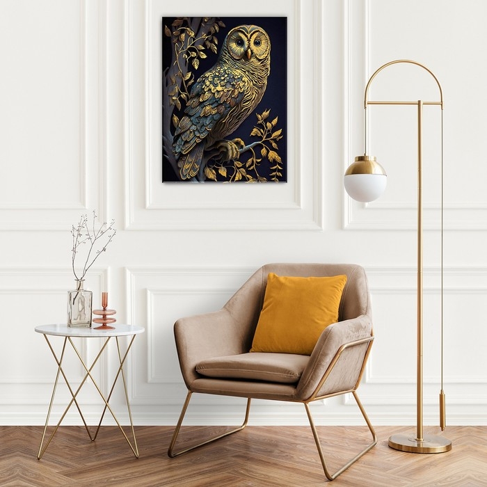 Картина по номерам с поталью &laquo;Золотая сова&raquo; 18 цветов, 40 &times; 50 см