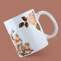 Кружка керамическая «Пионы», 320 мл, цвет белый Кружка керамическая «Пионы», 320 мл, цвет белый