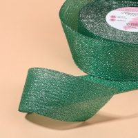 Лента парчовая, 40 мм, 23 &plusmn; 1 м, цвет зелёный №41