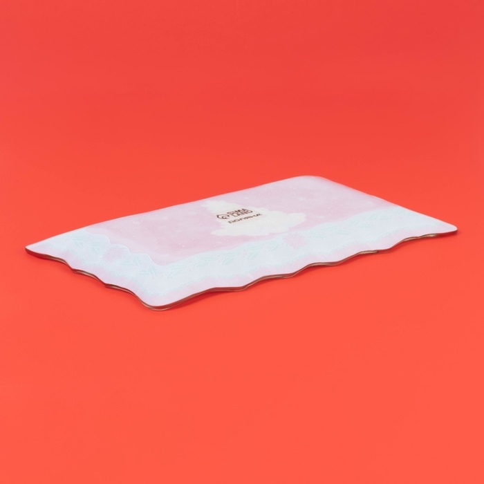 Блюдо стеклянное прямоугольное Доляна &laquo;Счастливого Нового года&raquo;, 25&times;15 см, цвет красный