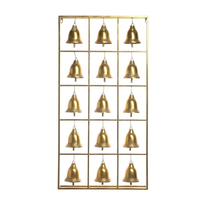 Декор настенный металл "Колокола" 15 колокольчиков золото 97х50,5х10 см