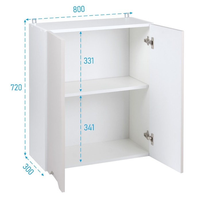 Шкаф навесной 800 Хельга, 800х300х720, Белый/Грей софт МДФ
