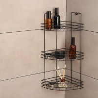 Полка для ванной угловая 3-х ярусная, 20&times;20&times;49 см, цвет чёрный