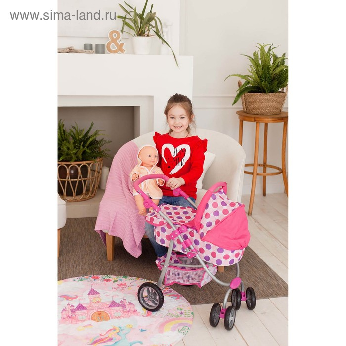 Коляска для кукол зима-лето 2 в 1, регулирует ручка, металлический каркас