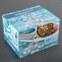 Набор кастрюль &laquo;Лира&raquo;, 3 предмета: 1,6 л, 2,2 л, 3,2 л, стеклянные крышки, капсульное дно, индукция