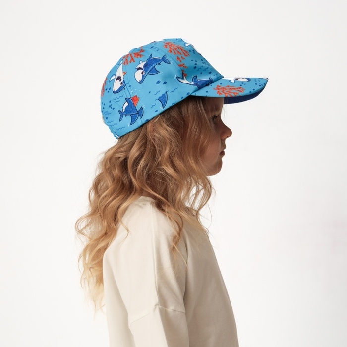 Кепка детская MINAKU "Акулы" цвет голубой, р-р 52
