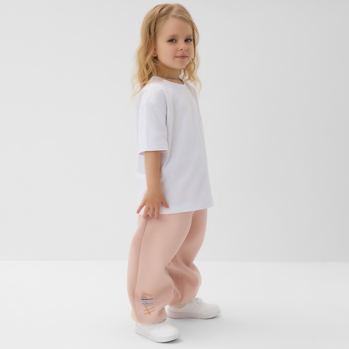 Брюки детские MINAKU: Exclusive print, цвет пудровый, Oversize рост 158 см