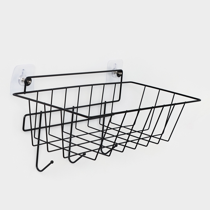 Корзина с 3-мя крючками, 37×20×19,5 см, цвет черный Корзина с 3-мя крючками, 37×20×19,5 см, цвет черный