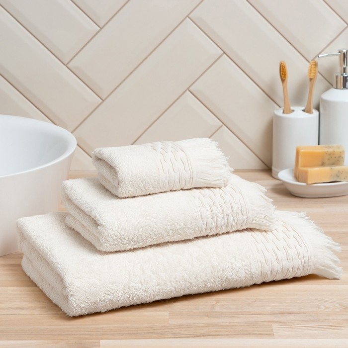 Полотенце махровое Love Life &laquo;Аморе&raquo; 70х140 см, молочный, 100% хл, 450 гр/м2