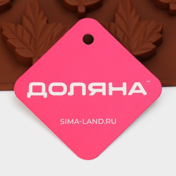 Форма для конфет и шоколада Доляна &laquo;Кленовый сироп&raquo;, силикон, 19,5&times;17,7&times;1 см, 18 ячеек, цвет коричневый
