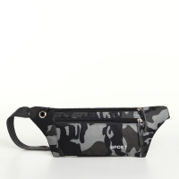 Сумка поясная на молнии, наружный карман, разъём для USB, цвет серый