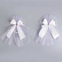 Набор бантов на зеркала из фатина, 2 шт, сиреневый Набор бантов на зеркала из фатина, 2 шт, сиреневый