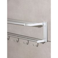 Полка откидная с держателем полотенец, 5 двигающихся крючков, 59,5&times;20,5&times;15 см, алюминий