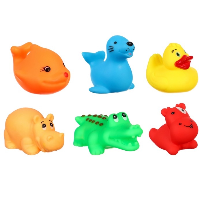 Набор резиновых игрушек для ванны «Малыши», 6 шт, с пищалкой, Крошка Я Набор резиновых игрушек для ванны «Малыши», 6 шт, с пищалкой, Крошка Я