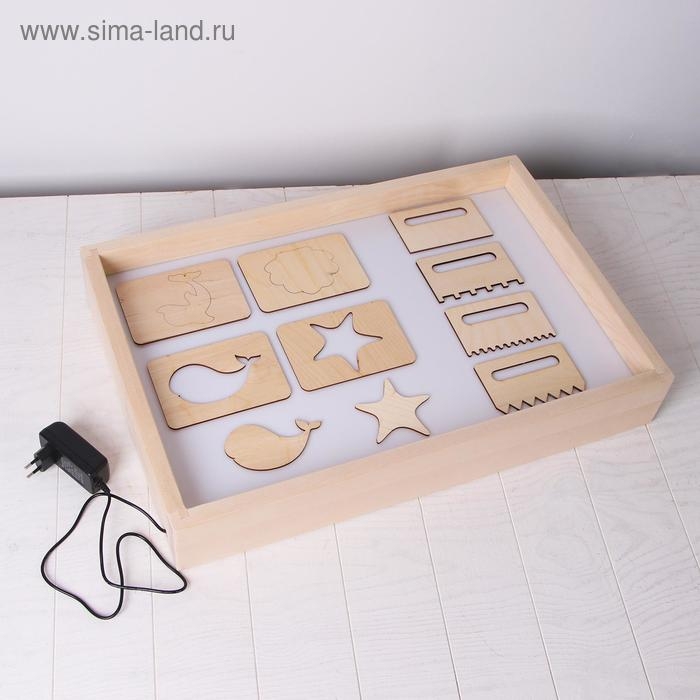 Планшет для рисования песком 40 × 60 см, с белой подсветкой, гребень и трафарет Планшет для рисования песком 40 × 60 см, с белой подсветкой, гребень и трафарет