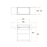 Мангал "Family Standart Grill FSG2000" 133,2 х 39,4 х 89,5 см, 2 мм, крышка, боковые полки