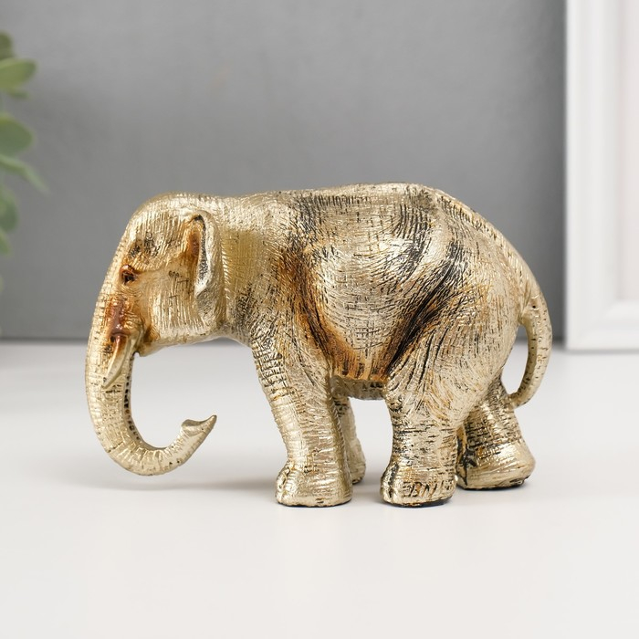 Сувенир полистоун "Золотой слон" 8,7х13х7 см
