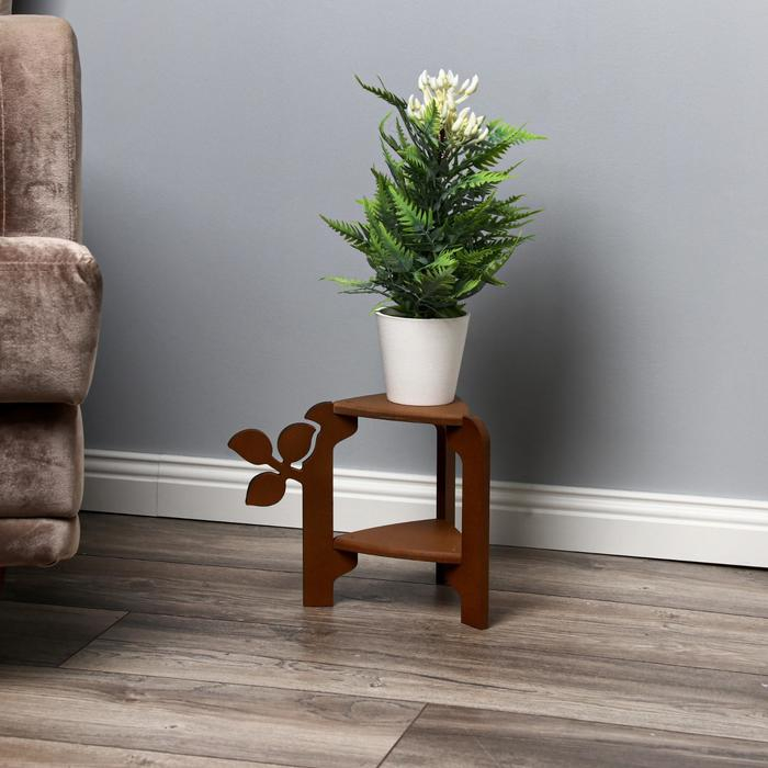 Стойка-полка для цветов двухъярусная Стойка-полка для цветов двухъярусная "Флора" 21х27х25 см, Орех