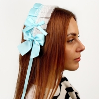 Карнавальная повязка &laquo;Лолита&raquo;, цвет голубой с белым кружевом