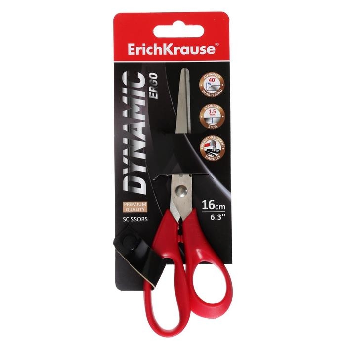 Ножницы ErichKrause Dynamic, 16 см, лезвия из нержавеющей стали, ударопрочный пластик, европодвес, МИКС Ножницы ErichKrause Dynamic, 16 см, лезвия из нержавеющей стали, ударопрочный пластик, европодвес, МИКС