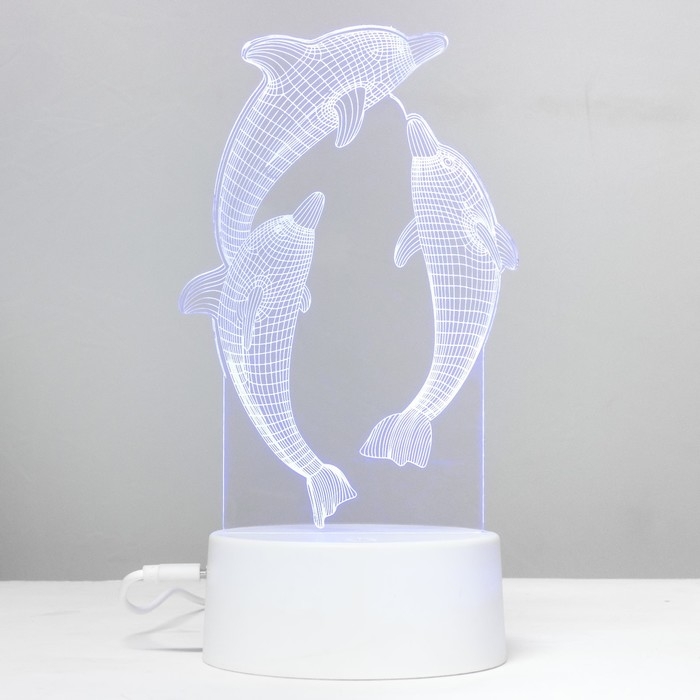 Светильник сенсорный "Дельфины" LED 7 цветов USB/от батареек белый RISALUX