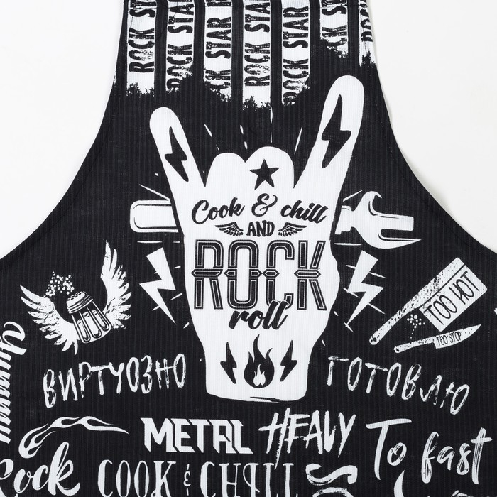 Фартук Доляна Rock'n'roll, 60 &times; 70 см, рогожка, хлопок 100 %, 160 г/м&sup2;