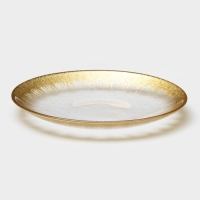 Тарелка стеклянная &laquo;Бурлеск&raquo;, d=21 см, цвет золотой