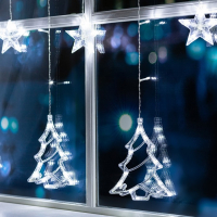 Гирлянда &laquo;Бахрома&raquo; 2.4 &times; 0.9 м с насадками &laquo;Ёлки&raquo;, IP20, прозрачная нить, 138 LED, свечение белое, 8 режимов, 220 В