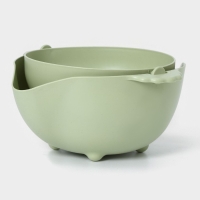 Дуршлаг кухонный с поддоном, 25&times;11,5 см, цвет МИКС