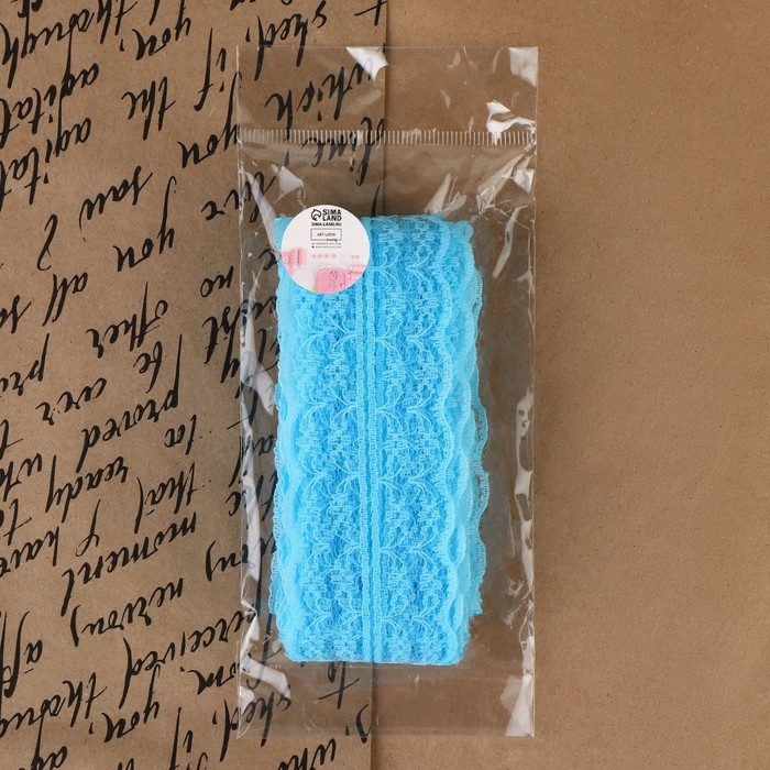 Кружево капроновое, 45 мм &times; 10 &plusmn; 1 м, цвет голубой