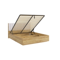 Кровать с подъемным механизмом Адам 1600х2000 дуб крафт золотой/белоснежный (экокожа)