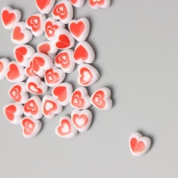 Бусины для творчества пластик "Нарисованное сердце" бело-красные набор 30 шт 0,8х0,4 см Бусины для творчества пластик "Нарисованное сердце" бело-красные набор 30 шт 0,8х0,4 см