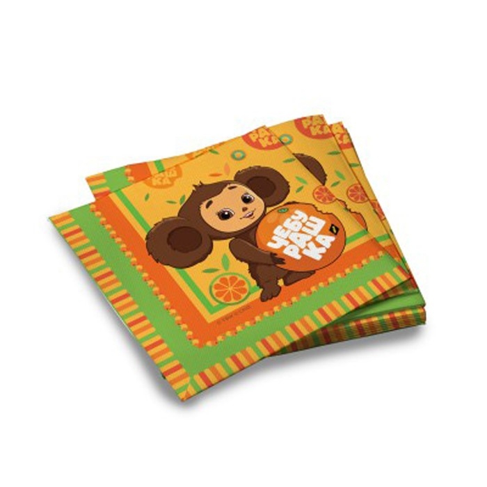 Салфетки бумажные трехслойные «Чебурашка», 33 × 33 см, 20 шт Салфетки бумажные трехслойные «Чебурашка», 33 × 33 см, 20 шт