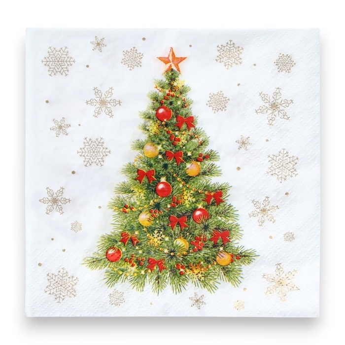 Новый год. Салфетки бумажные Лилия &laquo;Нарядная ель&raquo;, 2 слоя, 33х33, 20 шт.