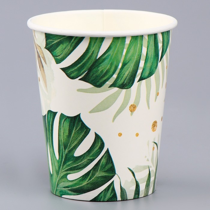 Набор бумажной посуды одноразовый декор &laquo;Эко&raquo;, 6 тарелок, 6 стаканов, 1 гирлянда, декор фотозоны