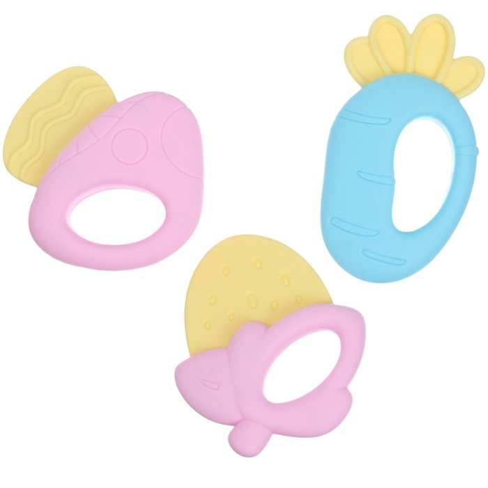 Набор прорезывателей силиконовых «Малышу», с погремушкой, 3 шт., Крошка Я Набор прорезывателей силиконовых «Малышу», с погремушкой, 3 шт., Крошка Я