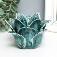 Подсвечник керамика на 1 свечу "Листья розы" d-4,2 см синий 13х13х9 см Подсвечник керамика на 1 свечу "Листья розы" d-4,2 см синий 13х13х9 см