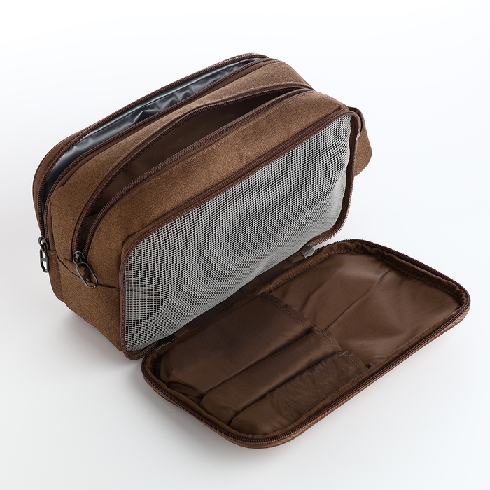 Косметичка на молниях, цвет коричневый Косметичка на молниях, цвет коричневый