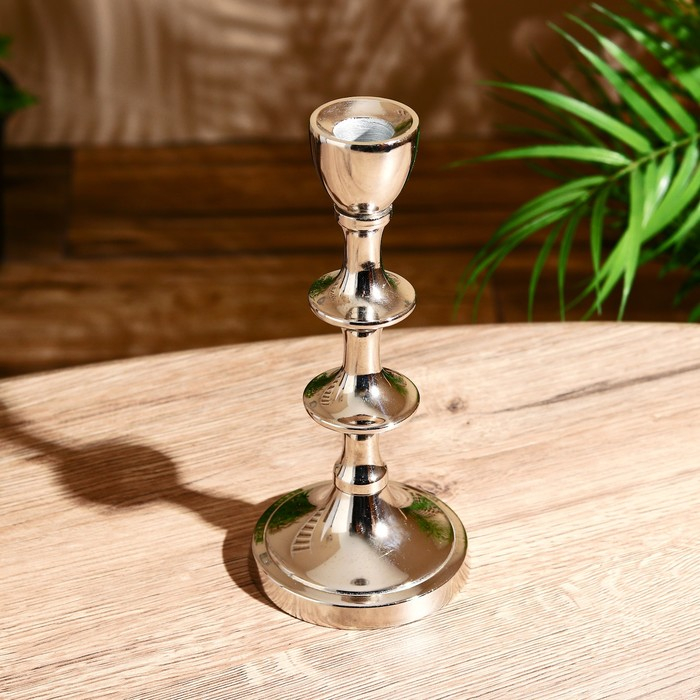 Подсвечник алюминий Подсвечник алюминий "Кольца" на 1 свечу 9х9х19,5 см