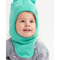 Шапка-шлем с ушками кошка, цвет мята, размер 46-50 Шапка-шлем с ушками кошка, цвет мята, размер 46-50